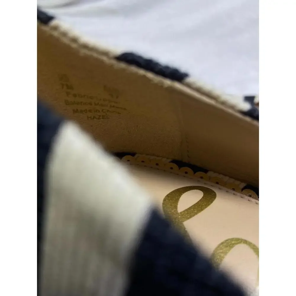 Sam Edelman black white 4" Stripe Heels Stiletto Sz. 7 M US 37 EU Women’s Canvas - Picture 9 of 11